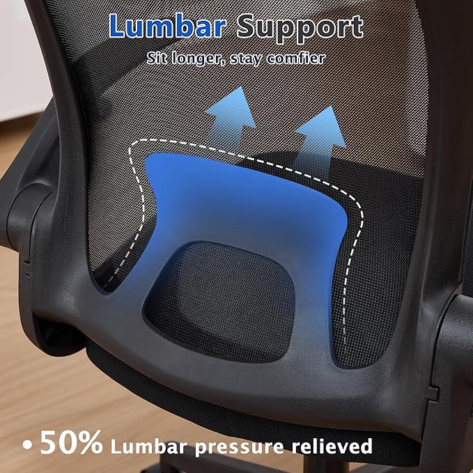 IPKIG Foldable Office Chair for Small Spaces | Home Office Folding Desk Chairs with Wheels and Flip Up Arms | Ergonomic Mesh Computer Chair for Adults & Kids(2PCS Black)