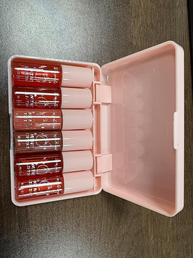 Eakroo 6 Colors Peach Lip Stain Set, Korean Lip Gloss Mini Liquid Lip Tint, Lipstick for Women, Liquid Blush, Lip Plumper, Lip Stain Long Lasting Waterproof, High Pigment, Vivid Color, Cute Stuff