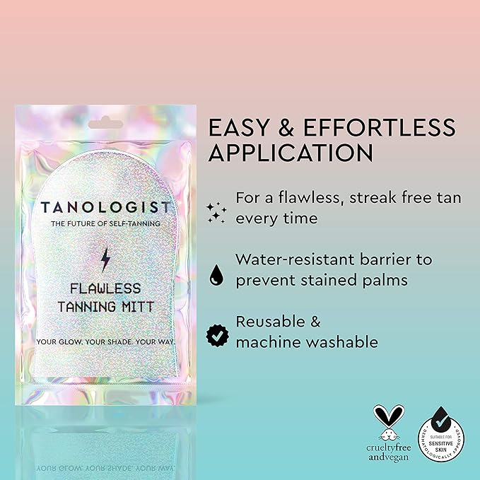 Tanologist Flawless Tanning Mitt, For Tanning Mousse, Water & Gradual Tan, Streak-Free Self-Tanner Application, Reusable & Machine Washable, No Stained Hands, Vegan & Cruelty-Free, 1 Count