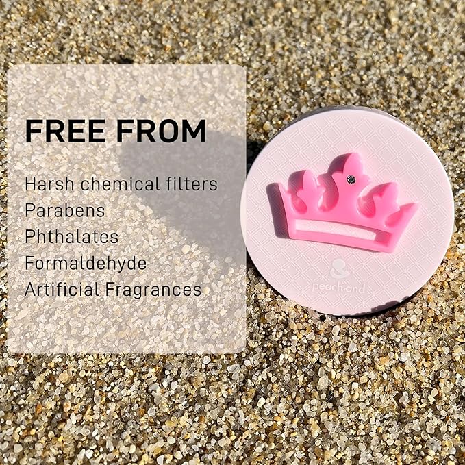 peach and Kids Sunscreen, Mineral Sunscreen SPF50+ PA++++, Tested for Sensitive Skin, Baby & Toddler Gentle Formula, Non-Greasy, Kids Travel Essentials (Pink Ribbon)