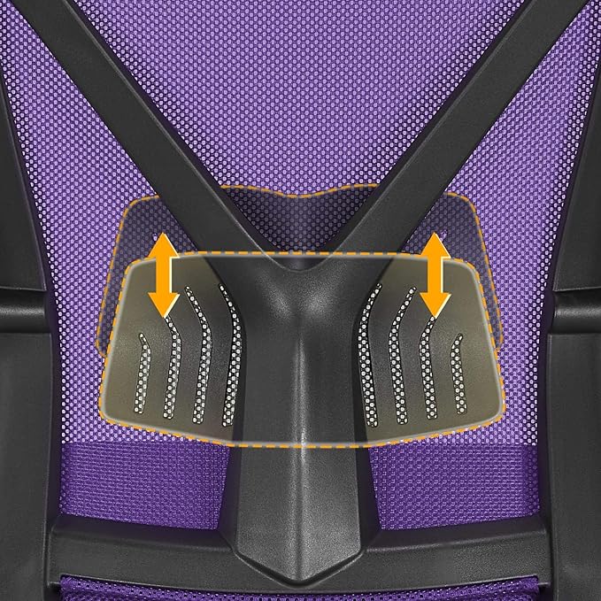 Yaheetech Mesh Office Desk Chairs Ergonomic Task Chairs with Adjustable Lumbar Support Mid Back Swivel Chair Purple