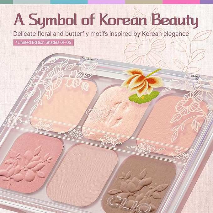 CLIO Muse Master Eyeshadow Palette, Korean Royal Heritage Edition, Soft Coral 6-Color Eyeshadow Palette with Matte Satin Shimmer, Blendable Baked Cream Powder Formula (02 FLOWER SEDAN CORAL)