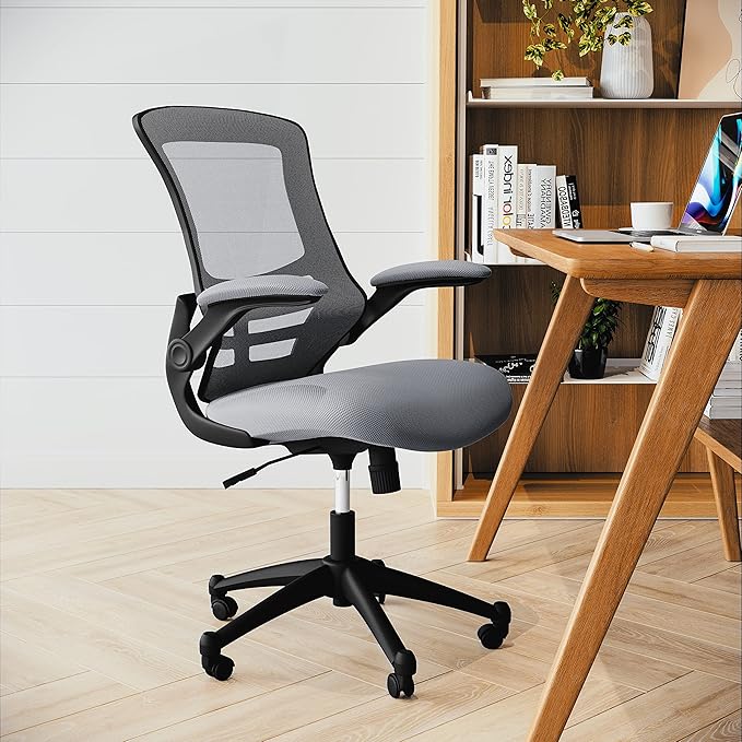 Flash Furniture Kelista Office Chair, Ergonomic, Mid-Back, Dark Gray Mesh with Swivel