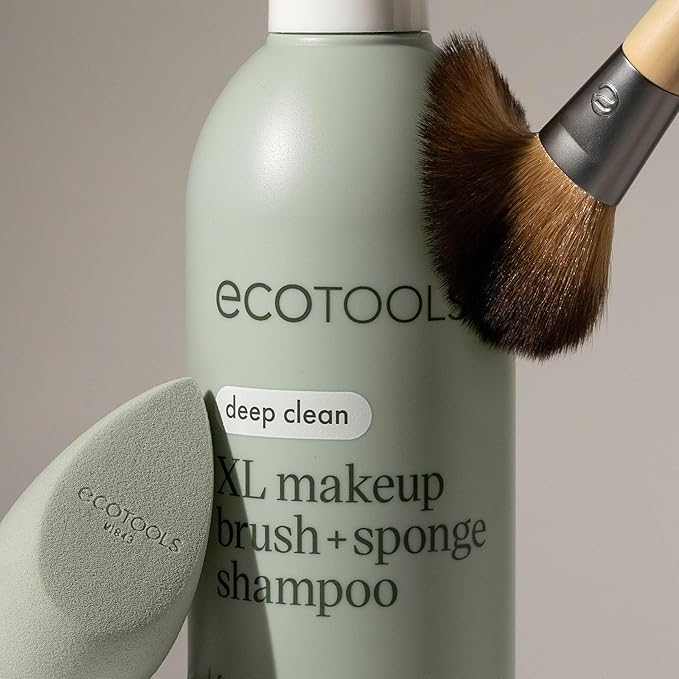 EcoTools XL Makeup Brush Sponge Shampoo, Removes Dirt, & Impurities From Makeup Brushes & Blending Sponges, Fragrance-Free, Vegan,&Cruelty-Free 16 fl. oz./473 ml, Clear(Pack of 2)