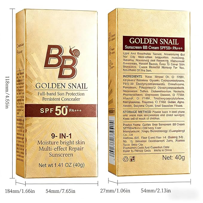 Sunscreen Golden Snail Perfect Cover BB Cream - Tinted Moisturizer with Full Coverage Concealer, SPF50+ PA++++, Long-Lasting Lightweight Formula (2)