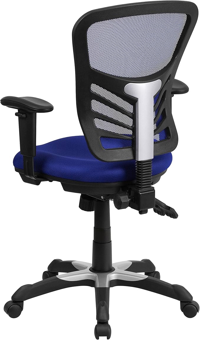 Flash Furniture Nicholas Mid-Back Swivel Office and Gaming Chair, Ergonomic Mesh Office Chair with Adjustable Lumbar Support and Height, Blue
