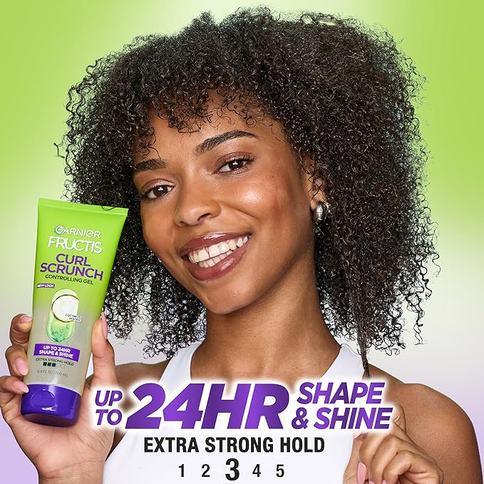 Garnier Fructis Style Curl Scrunch Controlling Gel for Shape & Shine, 6.8 Fl Oz, 3 Count (Packaging May Vary)