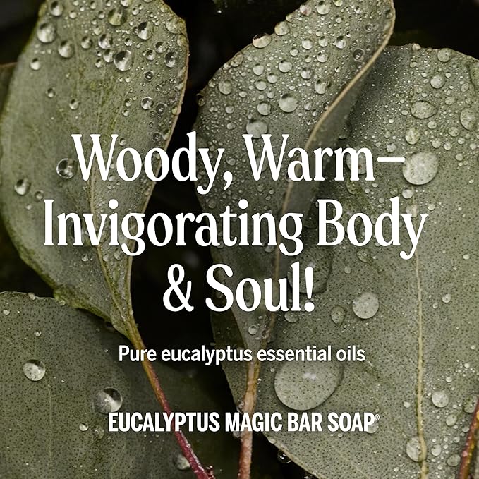 Dr. Bronner's Pure-Castile Magic Soap Bars (Eucalyptus, 5 oz, 6-Pack)- Made with Regenerative Organic Certified Oils for Face, Body & Hair - Gentle, Vegan- Bar Soaps for Men & Women