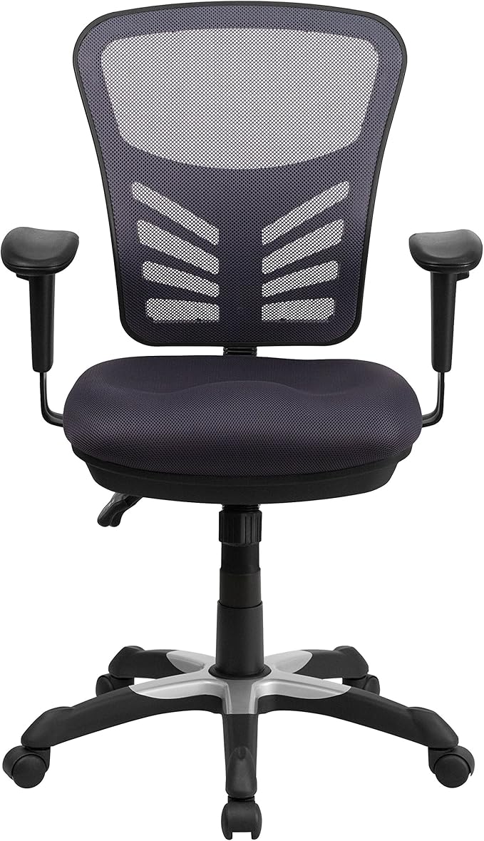 Flash Furniture Nicholas Mid-Back Swivel Office and Gaming Chair, Ergonomic Mesh Office Chair with Adjustable Lumbar Support and Height, Dark Gray