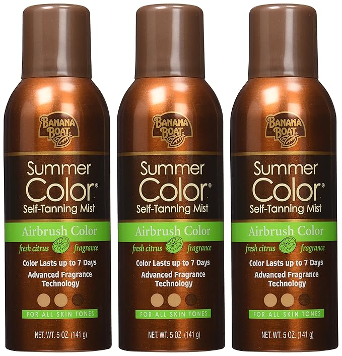 Banana Boat Self Tanning Spray for All Skin Tones, Airbrush Color, Reef Friendly, 5 Ounce - Pack of 3