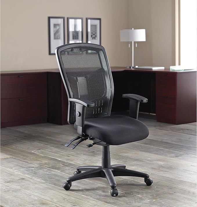 Lorell ErgoMesh High-Back Executive Office Chair - Adjustable Seat & Back Angles, Customizable Arm Height & Width, Breathable Mesh Design, Ergonomic Support, 5-Year Limited Warranty
