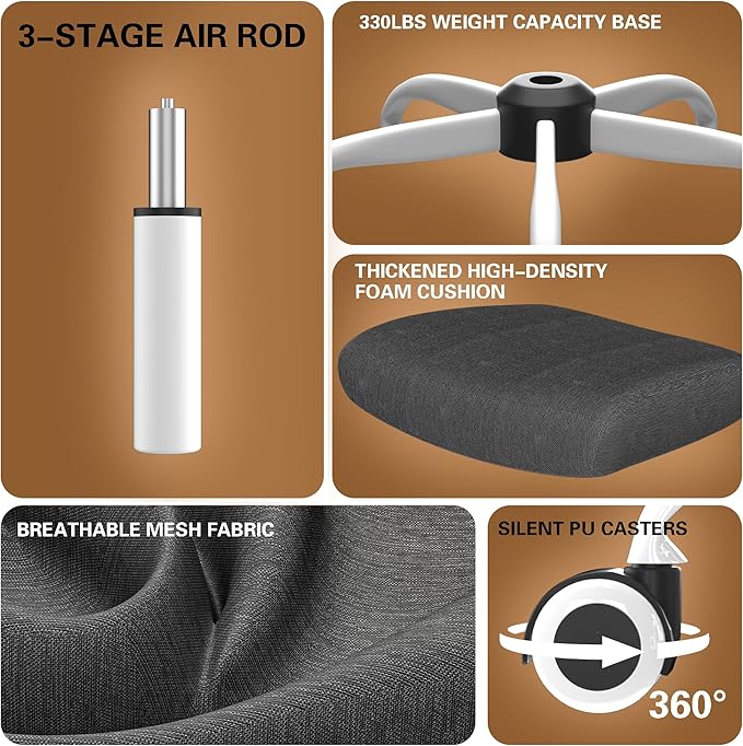 Ergonomic Office Chair - High Back Desk Chair with Adjustable Lumbar Support, Breathable Mesh Back, 330LBS Capacity, Easy Assembly, for Home Office Executive Computer Task