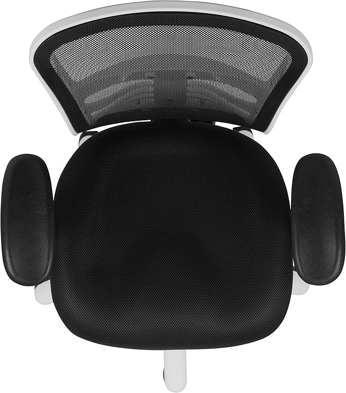 Flash Furniture Nicholas Mid-Back Swivel Office and Gaming Chair, Ergonomic Mesh Office Chair with Adjustable Lumbar Support and Height, Black/White