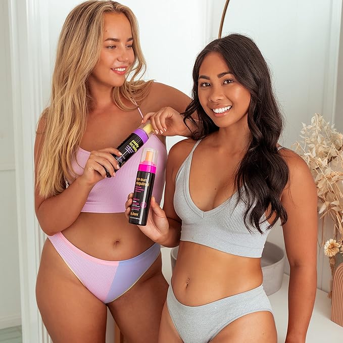 b.tan Dark Self Tanner Mousse | No Sun Required - Best, 1 Hour Express, Dark, Rejuvenating Sunless Tanning Treatment With Ceramides + Vitamin C, No Fake Tan Smell, Face & Body, 6.7 Fl Oz