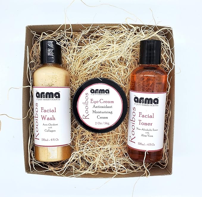 Our Aroma Rooibos Skincare Collection - Gift Set with Facial Wash, Toner and Eye Cream - Get Your Natural Glow