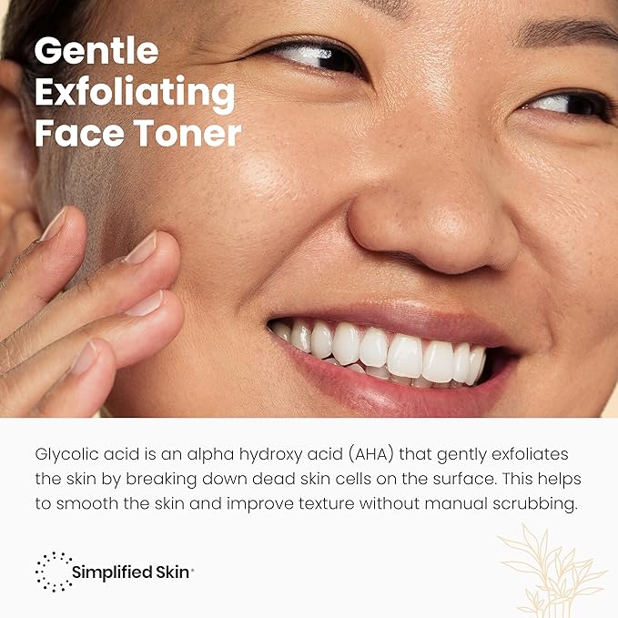 Simplified Skin Rose Water Face and Hair Toner, USDA Organic Facial Mist 4 Oz and Glycolic Acid Toner for Hydrating, Anti-Aging Skin 8 Oz