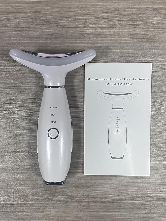 Red Light Therapy for Face, LED Face Massager Tool with Vibraion, Porable Facial Massager for Skin Care at Home, Wrinkle Reducer Face Sculpting Tool，Micro-current Facial Beauty Device(Model AM-810W)