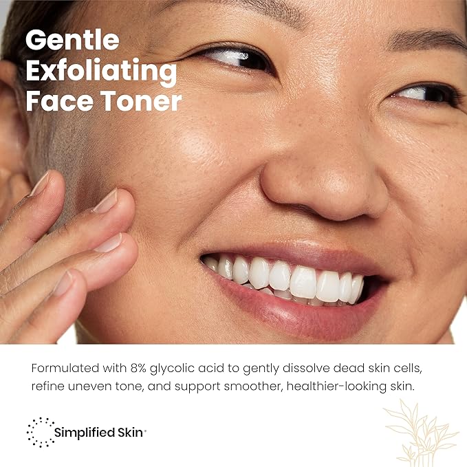 Glycolic Acid Toner for Face - 8% Facial Toning Solution - Hydrating, Anti-Aging, Exfoliates Skin with AHA, Aloe Vera, & Rosemary Extract for Women & Men - 8 Fl Oz (Pack of 2)
