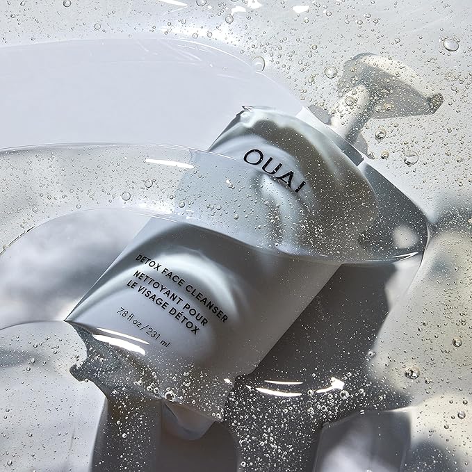 OUAI Detox Facial Cleanser - Deep Cleansing Face Wash with Glycolic Acid, Niacinamide & PHA - Removes Sweat, Dirt & Oil Without Drying - Gentle Face Cleanser for Post-Workout (7.8 Fl Oz) (Pack of 2)