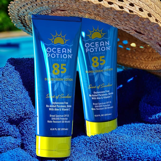 Ocean Potion SPF 85 Sunscreen Body Lotion, Broad Spectrum UVA/UVB Sun Protection with Aloe and Vitamin E, Water-Resistant Non-Greasy Sunscreen, 6.8 oz