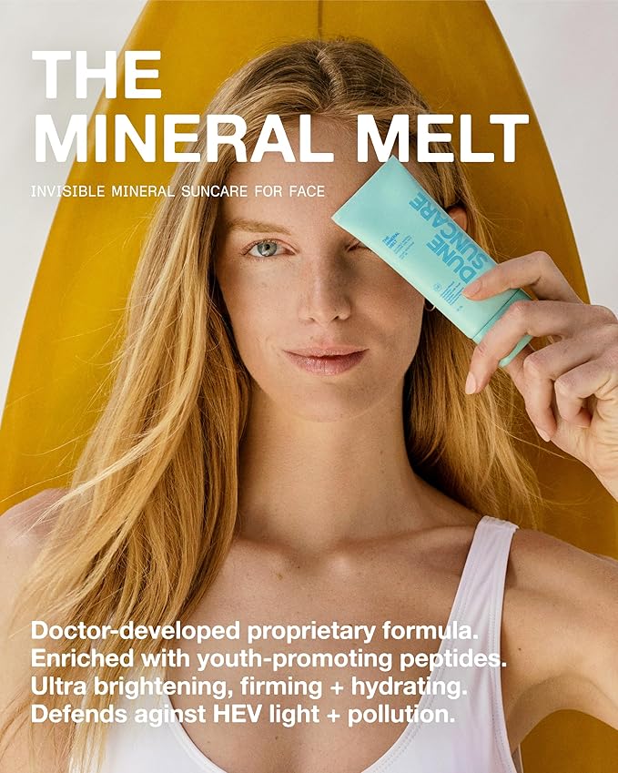 The Mineral Melt – Sheer Mineral Face Sunscreen SPF 30, Broad Spectrum, Fragrance-Free Sunblock – Hydrating, Anti-Aging, Brightening, Peptide-Packed, Award-Winning Formula (1.7 Fl Oz)