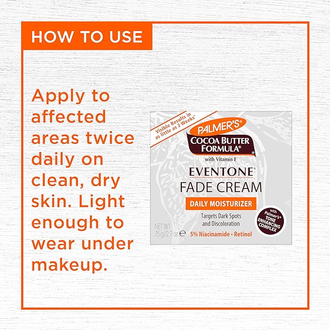 Palmer's Cocoa Butter Formula Eventone Fade Cream, Anti-Dark Spot Fade Cream with Vitamin E and Niacinamide, Helps Reduce Dark Spots & Age Spots, 2.7 Ounce (Pack of 2)