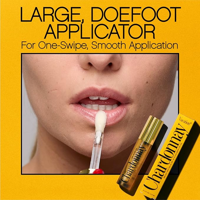 Vacation Chardonnay Lip Oil SPF 30, Sunscreen for Lips, Hydrating, Caramel Vanilla Flavored Lip Gloss, Clear Plumper, Non-Sticky Lip Balm, Vegan, 0.2 Fl. Oz.
