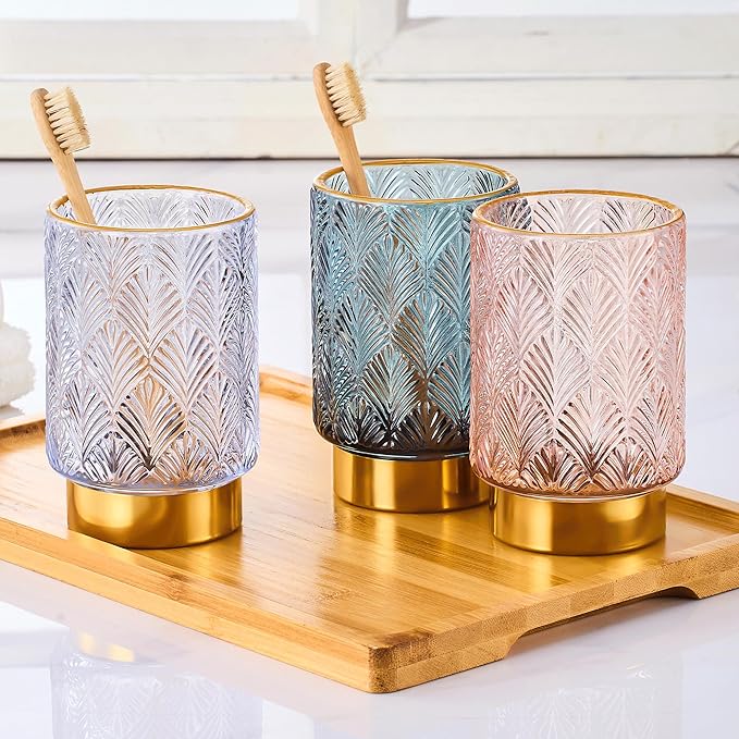 Makeup Brush Holder Organizer,Toothbrush Holders,Desk Pen Pencil Holder,Multifunctional Vintage Glass Brush Cup（A42-10-US）