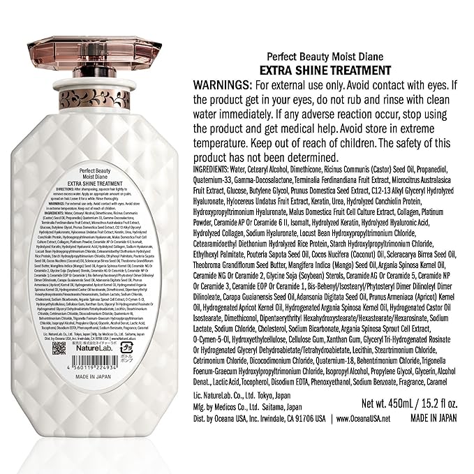Moist Diane Keratin Conditioner for Women, Hydrating Conditioner for Men with Argan Oil, Coconut, Mango Oil & Collagen from Japan, Paraben & Sulfate Free CONDITIONER 15.2 Fl Oz EXTRA MOIST& SHINE