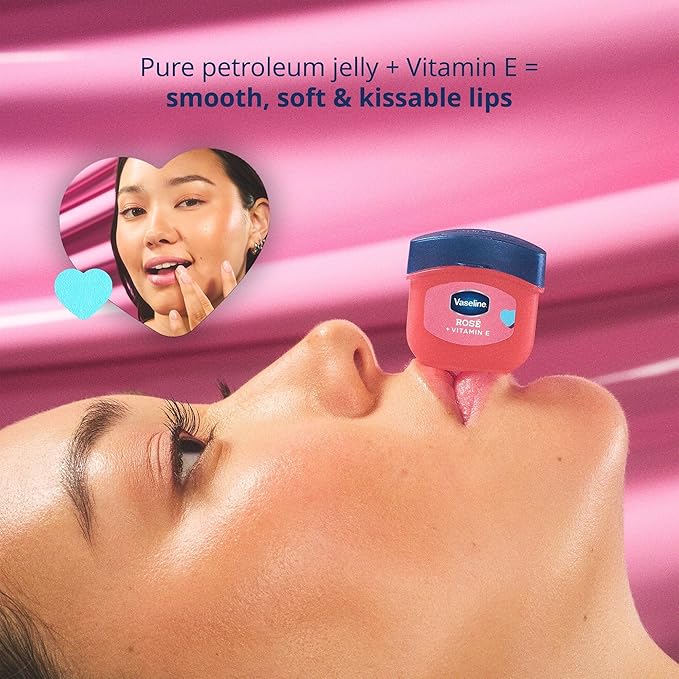 Vaseline Lip Therapy Mini Tinted Lip Balm Set, Valentine’s Day Limited Edition Rosé + Wild Berry with Vitamin E for Soft, Kissable Lips, 0.25 Oz Ea