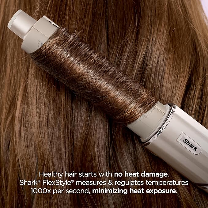 Shark FlexStyle Air Styling & Drying System, Powerful Hair Blow Dryer & Multi-Styler with Auto-Wrap Curlers, Curl-Defining Diffuser, Oval Brush, & Concentrator Attachment, Stone, HD435