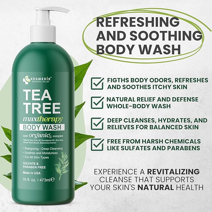 Tea Tree Body Wash Var (16 Fl Oz (Pack of 3), Tea Tree & Eucalyptus)