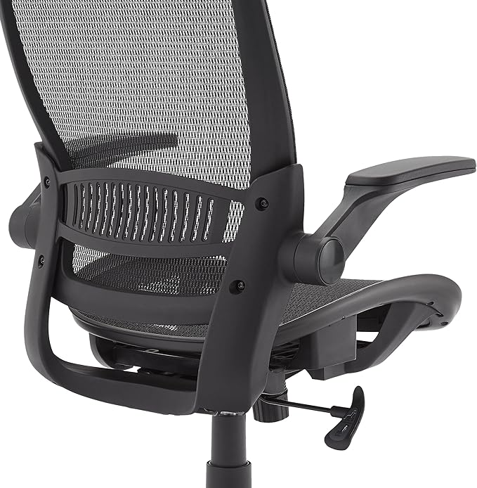 Amazon Basics Ergonomic High-Back Office Chair, Breathable Mesh, 360° Swivel, Easy to Assemble, Comfortable Flip-Up Armrests, 25.5"D x 26.25"W x 49.25"H, Black