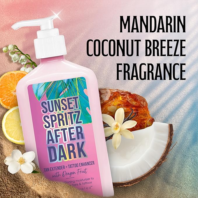 Brown Sugar After Dark Sunset Spritz Tan Extender & Tattoo Enhancer, Dragon Fruit with Biotanning Carrot Oil & Shea Butter, 18 Fl Oz