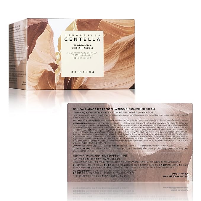SKIN1004 Probio Cica Enrich Cream 1.69 fl.oz, 50ml, Korean Face Moisturiser, Night Face Cream with Madagascar Centella, Hydrating Moisturizer for Soothing and Strengthening the Skin, Korean Skin Care