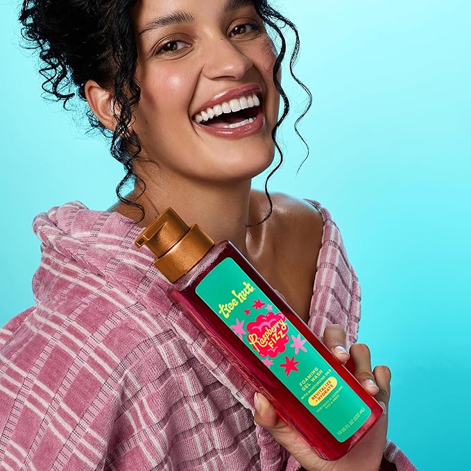 Tree Hut Raspberry Fizz Foaming Gel Body Wash, Hydrating & Moisturizing Shower Gel for Soft, Glowing Skin, Fruity Scent, 18 fl oz
