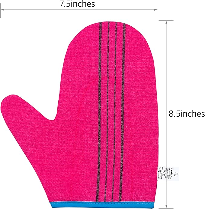 Exfoliating Glove Korean Skin Care Body wash loofah face Lip Body Scrub Dry Brushing Body Brush Foot Back Scrubber scrubbing Bathing Sponge Black Head Remover Gloves (Red&Green 2pack)