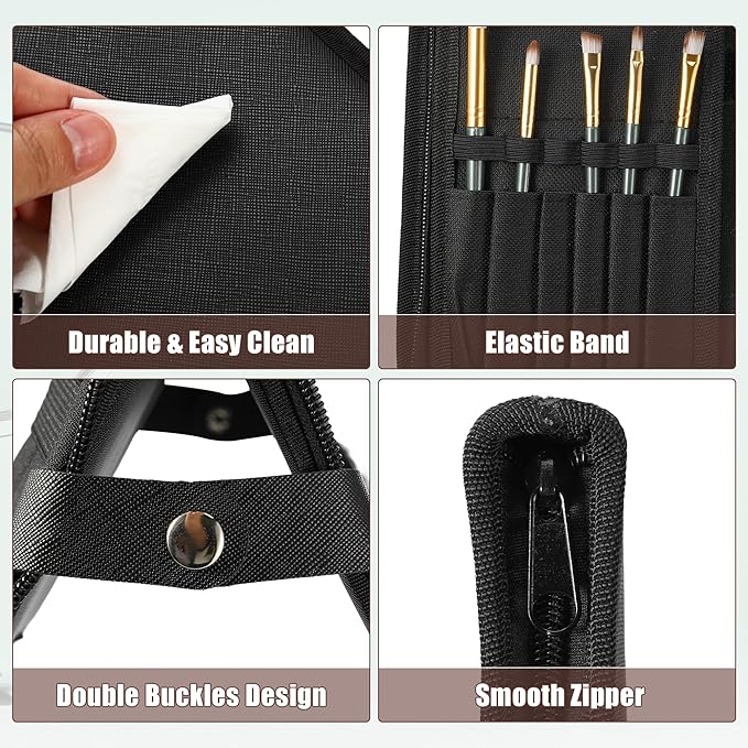 VOCOSTE Foldable Makeup Brush Holder, 29 Pockets Makeup Brush Organizer, Stand-up Makeup Brush Travel Bag Cosmetic Case, Portable Travel Makeup Brushes Case Handbag