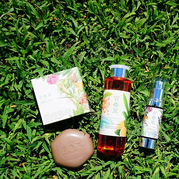 Acne face wash soap bar Japanese Skin care products Sensitive Skin Facial Soap 80g 2.8Oz Hyaluronic Acid Facial Toner 200ml 6.76fl oz Herbs Serum 30ml 1.01fl oz Acne Care Hyakkaso