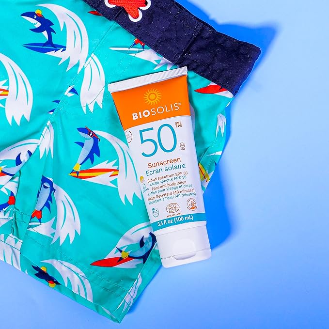 Biosolis Kids Sun Milk SPF 50 - Gentle on the Skin - Effective Protection against Harmful Rays - Mineral-Based Filters Sunscreen Cream - Water Resistant - No Perfume - Non-Sticky - Vegan - 3.4 oz