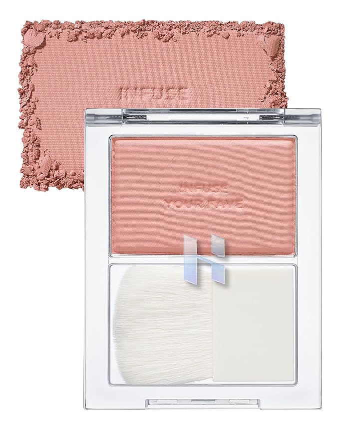 HOLIKA HOLIKA My Fave Infusing Blush 07 Sienna - Korean Face Makeup Cushiony Powder, Buildable Color with Multi-Blurring Effect - Pore Minimizing Mineral Formula, Includes Mini Brush