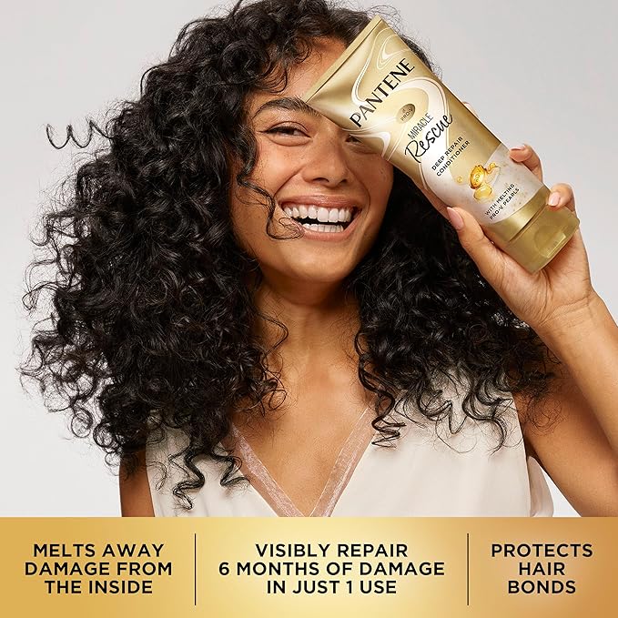 Pantene Miracle Rescue Deep Conditioner with Melting Pro-V Pearls - For Dry,Damaged,or Color-Treated Hair - Intense Moisture & Repair - 8.0 Oz,(Pack of 12)