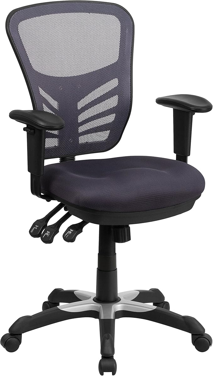Flash Furniture Nicholas Mid-Back Swivel Office and Gaming Chair, Ergonomic Mesh Office Chair with Adjustable Lumbar Support and Height, Dark Gray