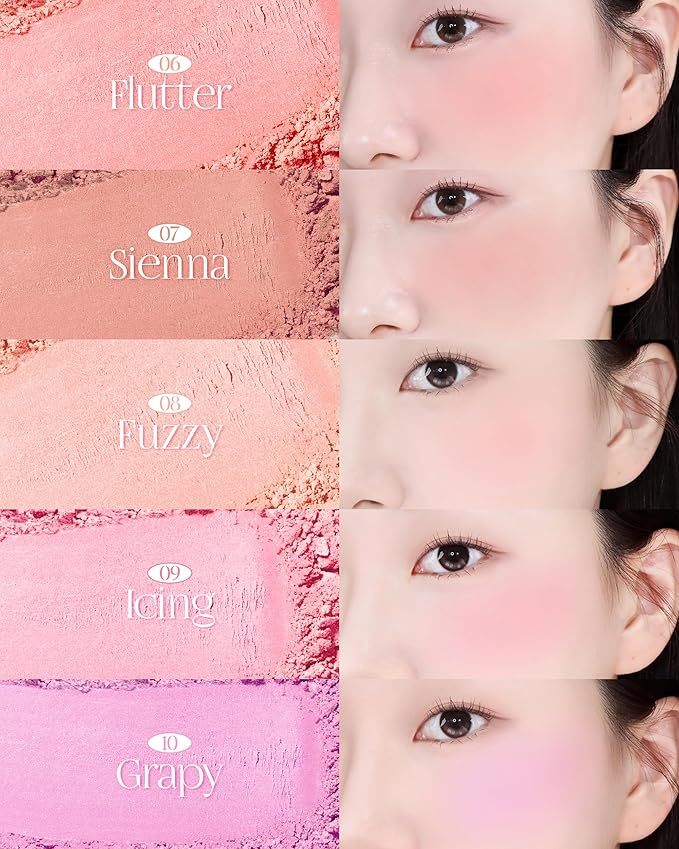 HOLIKA HOLIKA My Fave Infusing Blush 07 Sienna - Korean Face Makeup Cushiony Powder, Buildable Color with Multi-Blurring Effect - Pore Minimizing Mineral Formula, Includes Mini Brush