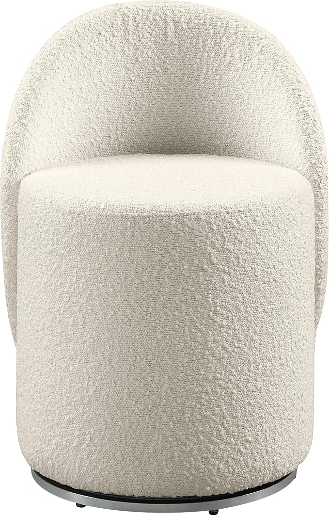 OSP Home Furnishings Lystra Swivel Barrel Vanity Chair with Textured Boucle Fabric, Cream