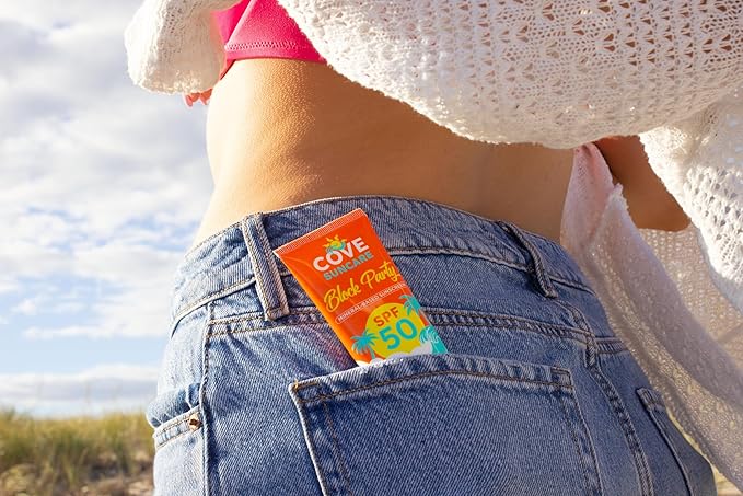 Block Party SPF 50 Mineral Sunscreen Body Lotion, Broad Spectrum UVA UVB Sun Protection, Moisturizing with Aloe Vera, Shea Butter, Avocado & Coconut Oil, Water Resistant 80 Min, Reef Friendly, 3 fl oz