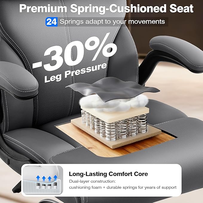 AreShark Office Chair - Executive High Back Breathable Comfy Desk Chair with Lumbar Support - Ergonomic Leather Rolling Swivel Computer Chair with Rock Function for Working Studying Gaming Relaxing