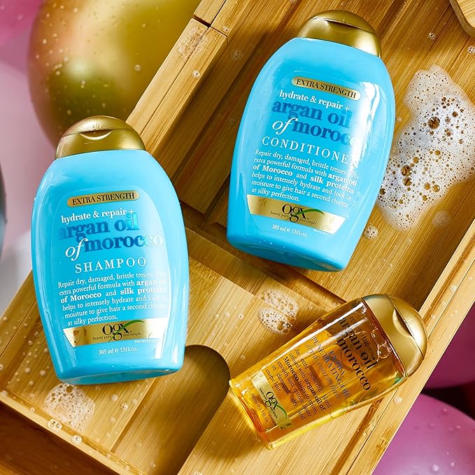 OGX Brand Extra Strength Hydrate & Repair Conditioner, 13 Fl Oz (Pack of 2), Infused with Cold-Pressed Argan Oil of Morocco for Dry, Damaged Hair, Paraben-Free, Sulfate-Free Surfactants