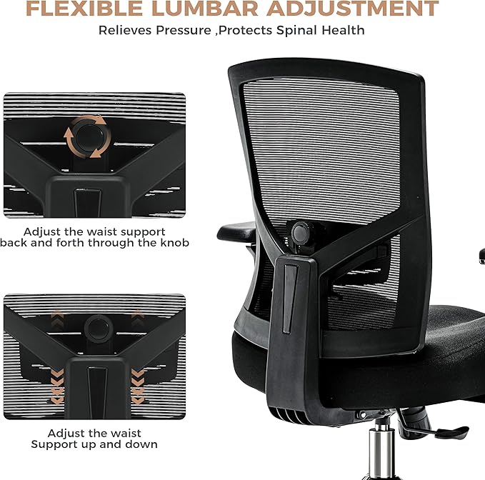 600lbs Big and Tall Office Chair,Oversized Ergonomic Breathable Mesh Desk Chair with W-Shape Thicken Seat Cushion,Computer Chair with Upgraded 4D Armrest,Lumbar Support for Heavy People All Day