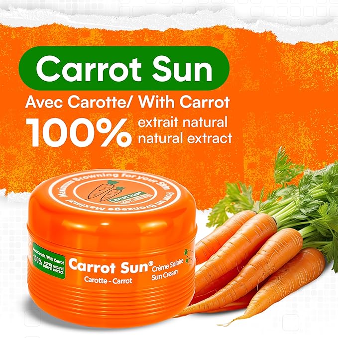 Carrot Sun Tanning Accelerator – 350ml Carotene Intensive Tanning Gel – Natural Extract Sun Cream Tanning Lotion for All Skin Types – Tan Lotion with Carrot Oil for Even Beautiful Skin Coloring - SPF0